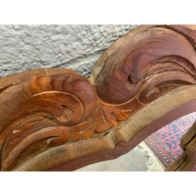 Brown 20th Century Mexican Handcrafted Carved Oak Mirror For Sale - Image 8 of 12