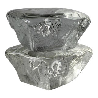 Vintage Swedish Ice Cube Candleholders by Göte Augustsson for Ruda Glassware, 1970, Set of 2 For Sale