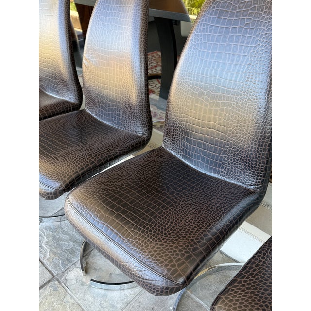 Cattelan Italia Betty Embossed Crocodile Dining Room Chairs, Set of Six For Sale - Image 13 of 14