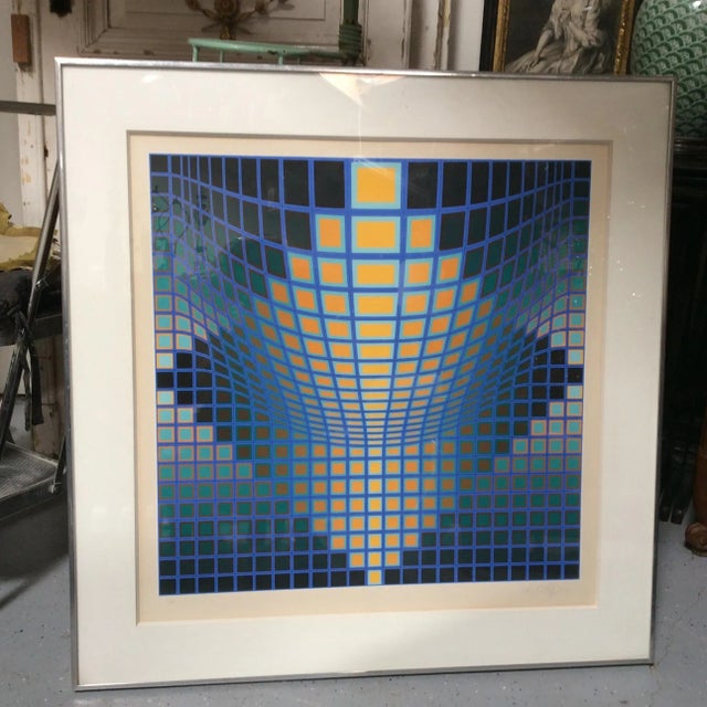 Mid-Century Modern Victor Vasarely Op Art Serigraph For Sale - Image 3 of 7