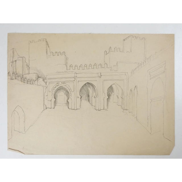 Vintage pencil study of North African architecture by George Baer (1895-1971). Unframed. Unsigned, from the artist's...