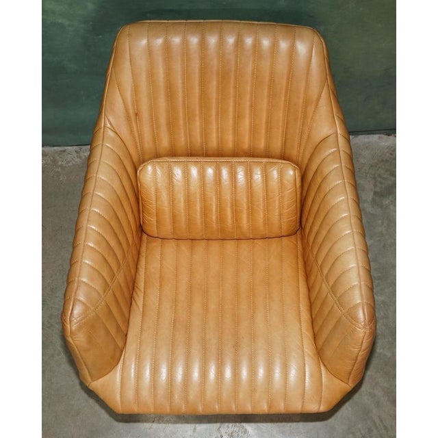 Aviator Lounge Chair in Tan Brown Leather For Sale - Image 4 of 16