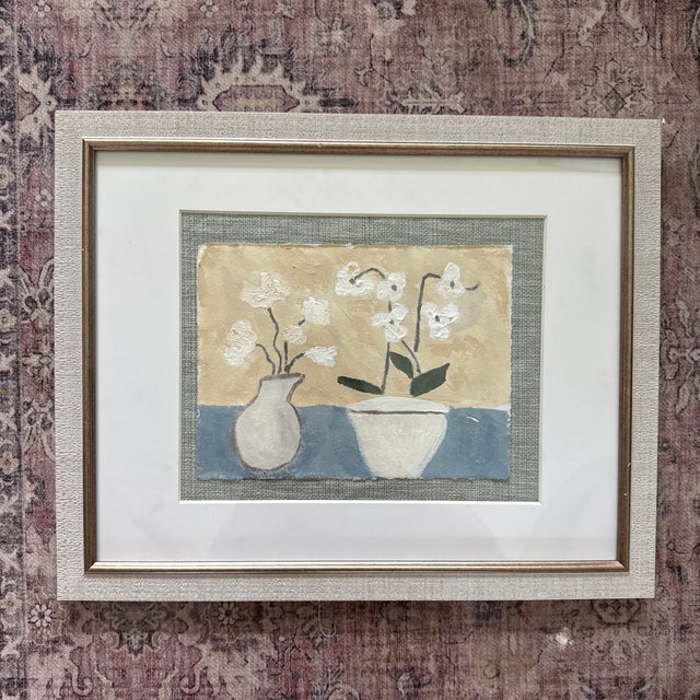 Contemporary Pair of Original Acrylic Tablescape Paintings Matted and Framed For Sale - Image 3 of 5