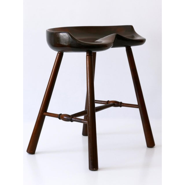 Mid-Century Modern Solid Wood Stool, Germany, 1950s For Sale - Image 10 of 18