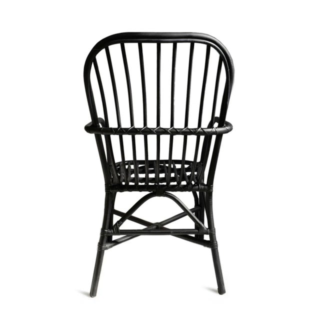 Contemporary Modern Boho Black Bamboo Dining Chair For Sale - Image 3 of 3