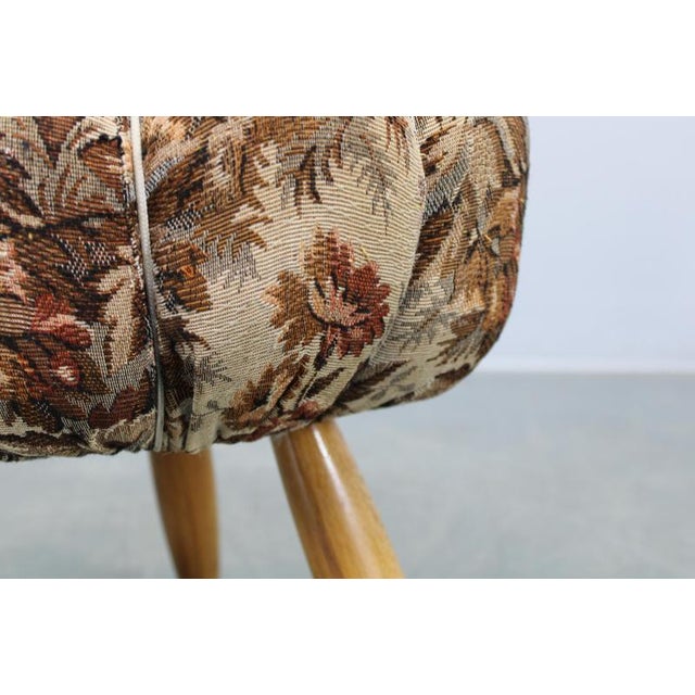 Mid-Century Modern Czech Upholstered Stool in Beech Wood, 1950s For Sale - Image 6 of 8