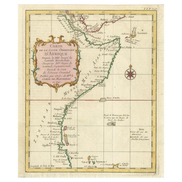East African Coast Map by Bellin, 1740 For Sale - Image 9 of 9