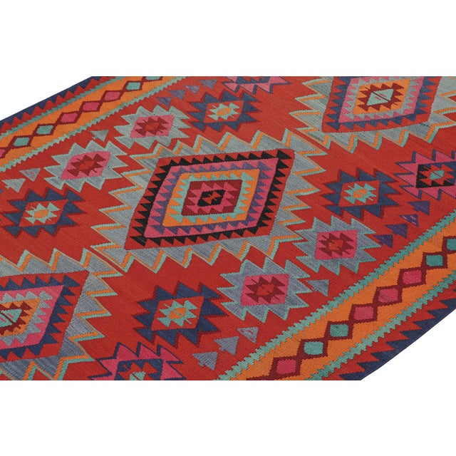 Rug & Kilim Vintage Northwest Persian Kilim in Red With Blue Medallions by Rug & Kilim For Sale - Image 4 of 7