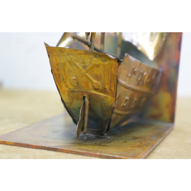 Mid Century Brass Nautical Maritime Sailboat Clipper Ship Library Bookends For Sale - Image 13 of 13
