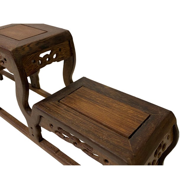 2020s 16" Brown Wood Step Shape Table Top Curio Display Easel Stand For Sale - Image 5 of 6