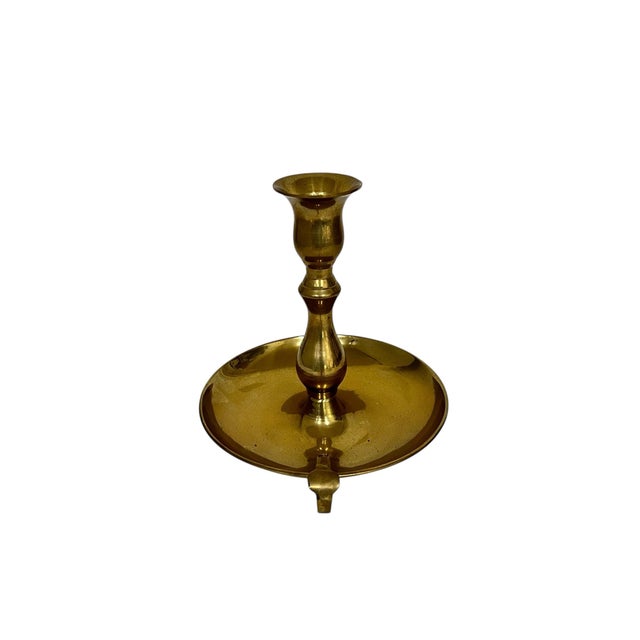 Vintage Brass Finger Loop Candlestick Holder For Sale - Image 4 of 5