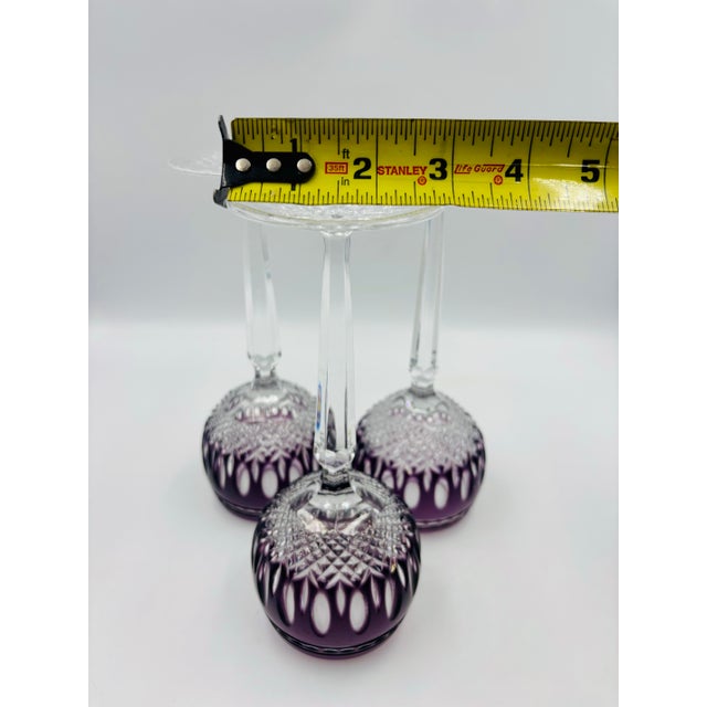 Waterford Crystal Gorgeous Clarendon Amethyst Purple Wine Goblets - Set of 3 For Sale - Image 12 of 12