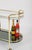 Mid-Century Italian Serving Bar Cart in Gilt Metal and Green Mirror Glass, 1970s For Sale - Image 3 of 10