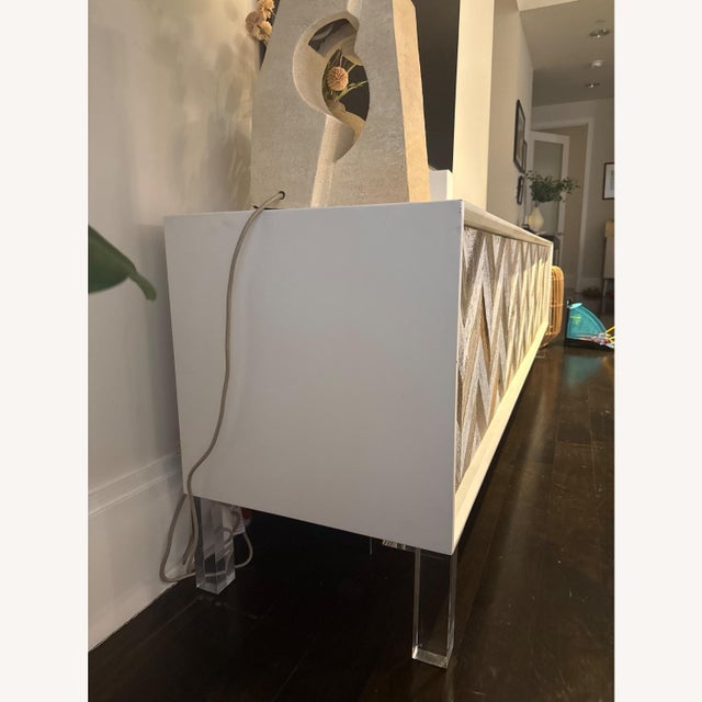 ModShop ModShop Chevron White Wood Sideboard For Sale - Image 4 of 4