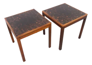 Danish Modern Rosewood and Mosaic Side Tables from Tranekær Furniture, 1960s, Set of 2