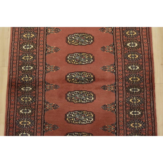2020s Bokhara Rug 2’11” X 4’8” Pink Wool Tribal Hand-Knotted Oriental Carpet For Sale - Image 5 of 11