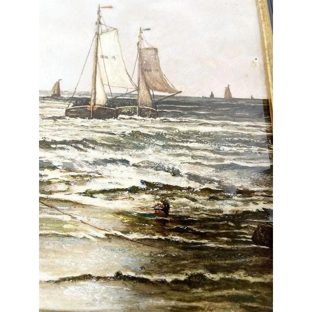 Gray Dutch After Mesdag the Hague Earthenware Tile Wall Plate from Rozenburg, 1900s For Sale - Image 8 of 10