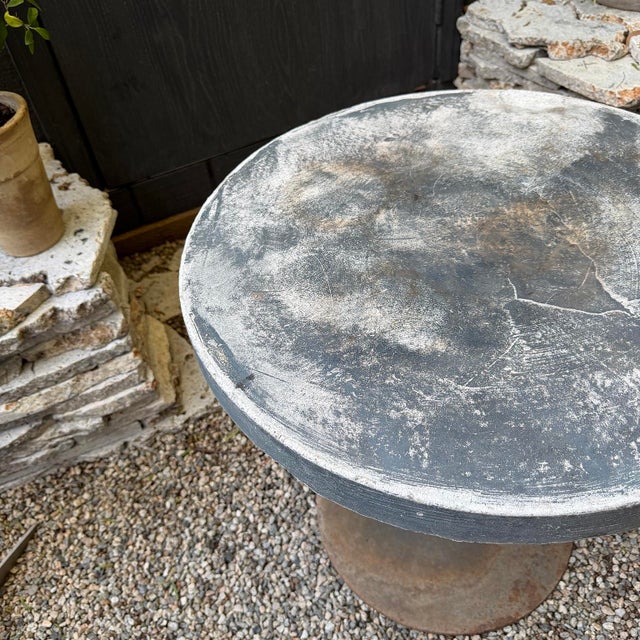 Greige 20th Century Brutalist Concrete Metal Side Table For Sale - Image 8 of 11