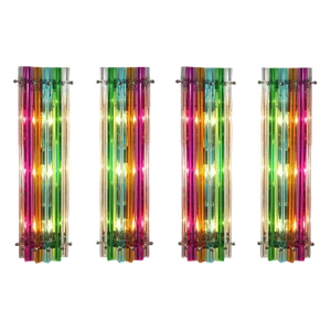 Italian Multicolored Murano Triedri Glass Sconces in the Style of Venini, 1990s, Set of 4