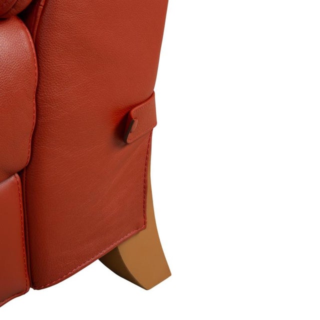 Modern Two-Seater Leather Red Sofa Couch by Natuzzi For Sale - Image 3 of 9
