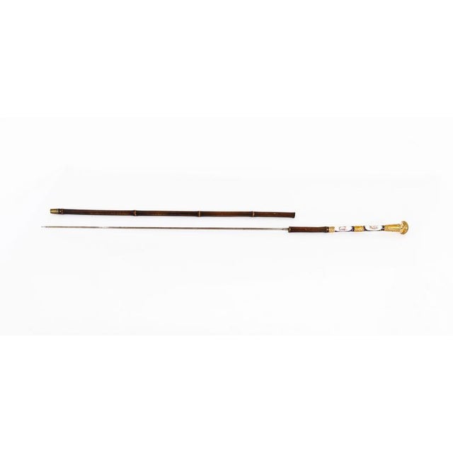 Antique French Gold Plate Sevres Porcelain Walking Sword Stick, 19th Century For Sale - Image 3 of 18