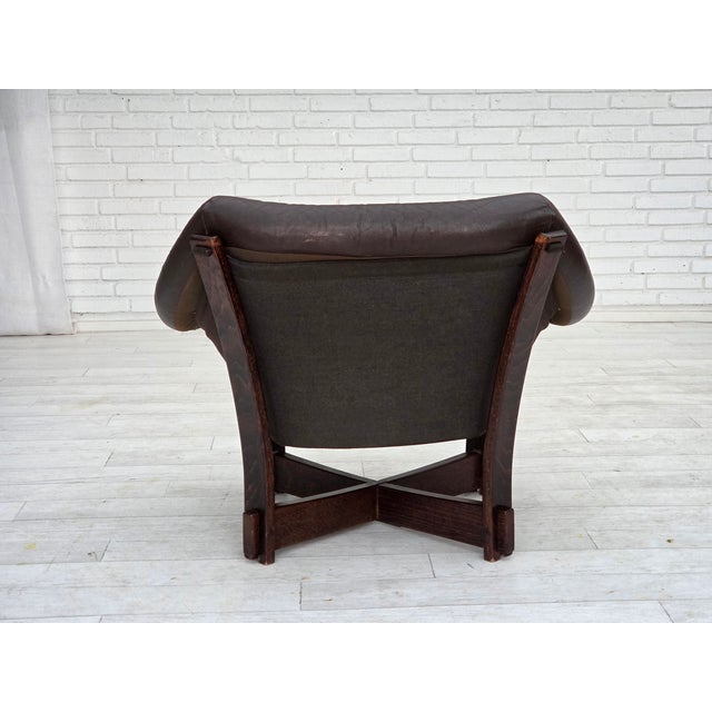 Scandinavian Lounge Chair in Furniture Leather and Oak, 1970s For Sale - Image 16 of 18