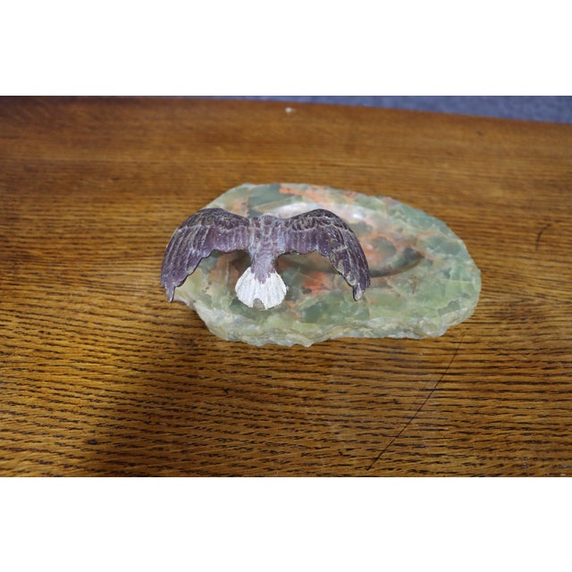 Bronze Bald Eagle on Green Onyx Base For Sale - Image 10 of 11