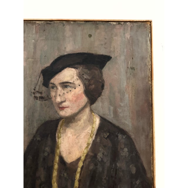 1930s Portrait of a Woman. Oil on Canvas. Signed For Sale In Los Angeles - Image 6 of 12