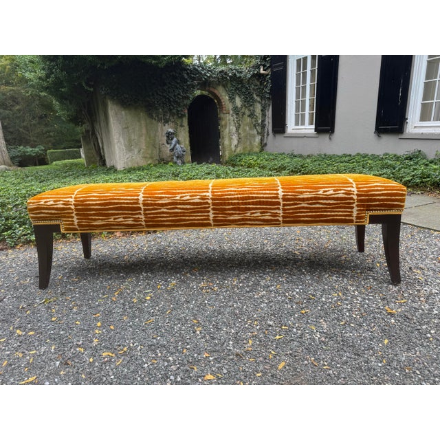 Large Custom Made Bench in Rich Italian Velvet For Sale In New York - Image 6 of 12