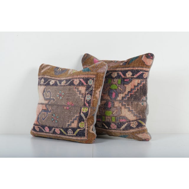 Mid-Century Modern Turkish Oushak Rug Cushion Cover - a Pair For Sale - Image 3 of 4