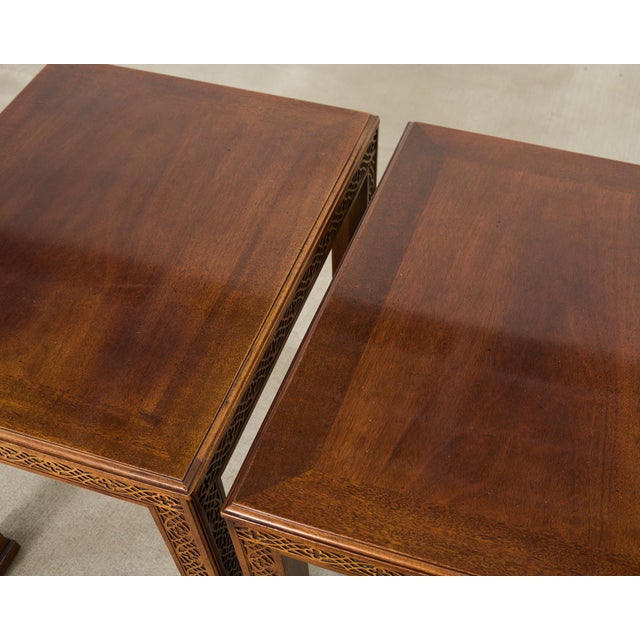 Pair of Henredon Chinese Chippendale Mahogany Side End Tables For Sale - Image 17 of 18