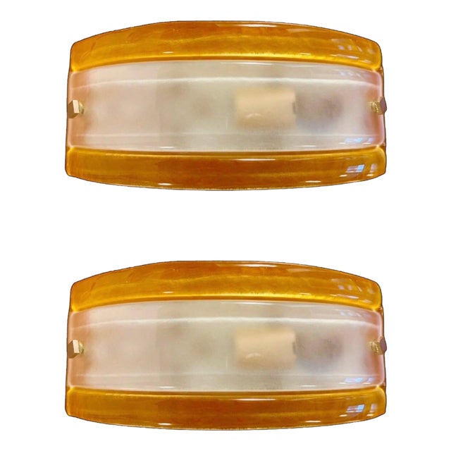 Vintage Wall Lights in Glass from Mazzega, 1970, Set of 2 For Sale