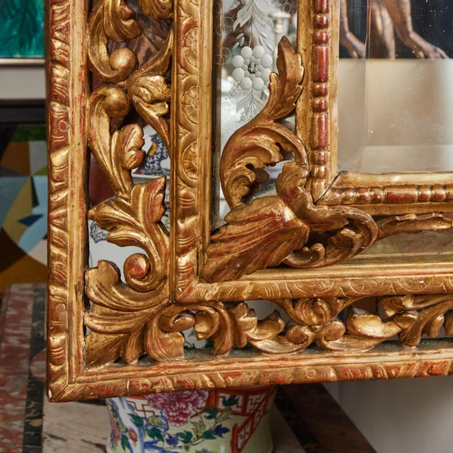 Elaborate Gilded and Etched Stepped Mirror For Sale In Los Angeles - Image 6 of 7