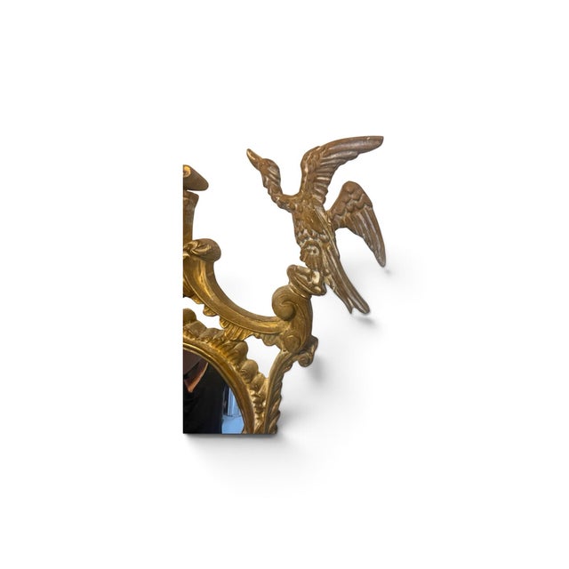 La Barge "Phoenix" model, a Chinese Chippendale style giltwood piece featuring a pagoda crest flanked by birds. Beautiful...
