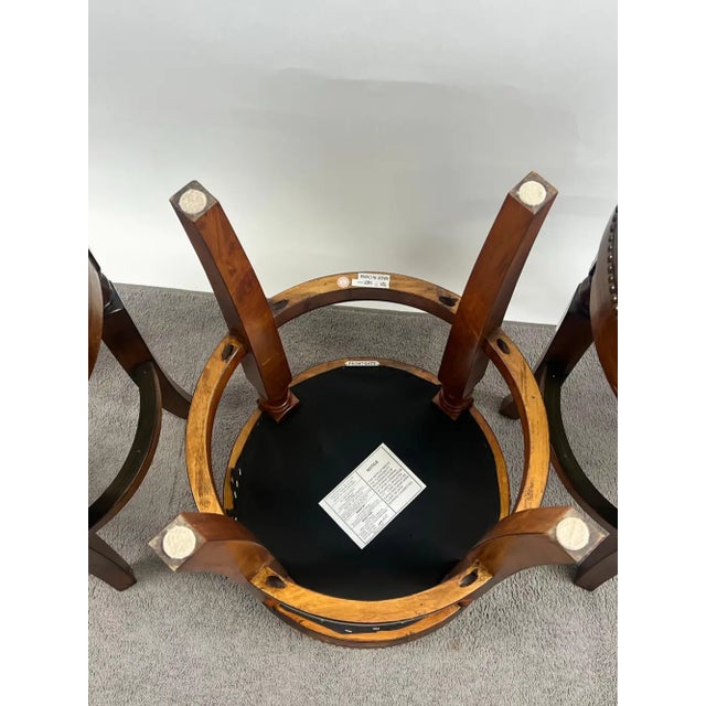 Vintage Traditional Style Frontgate Studded Leather Swivel Stool, a Set of 3 For Sale - Image 13 of 16