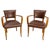 Art Deco French Bridge Chairs in Brown Faux-Leather, 1930s, Set of 2 For Sale - Image 16 of 16