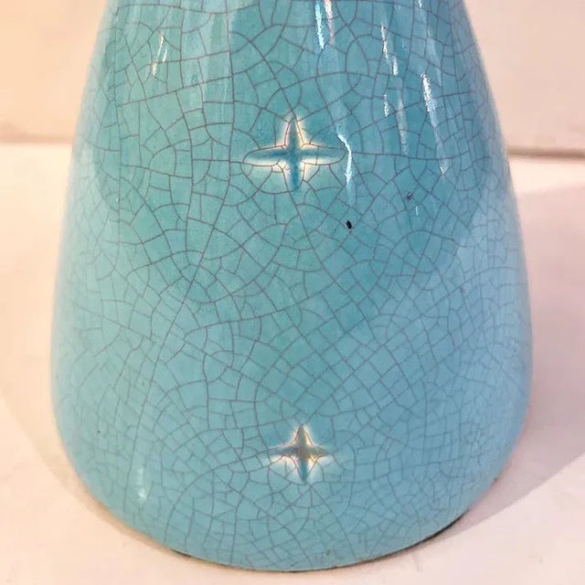 1960s French Aquamarine Blue Cracqueleur Finish Lamps - a Pair For Sale In Atlanta - Image 6 of 7