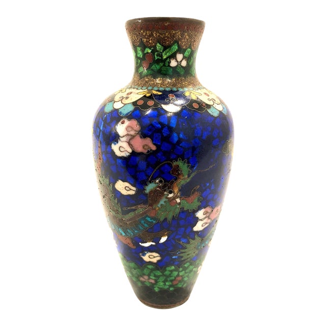 Late 19th-Century Japanese Cloisonné Dragon Cabinet Vase For Sale