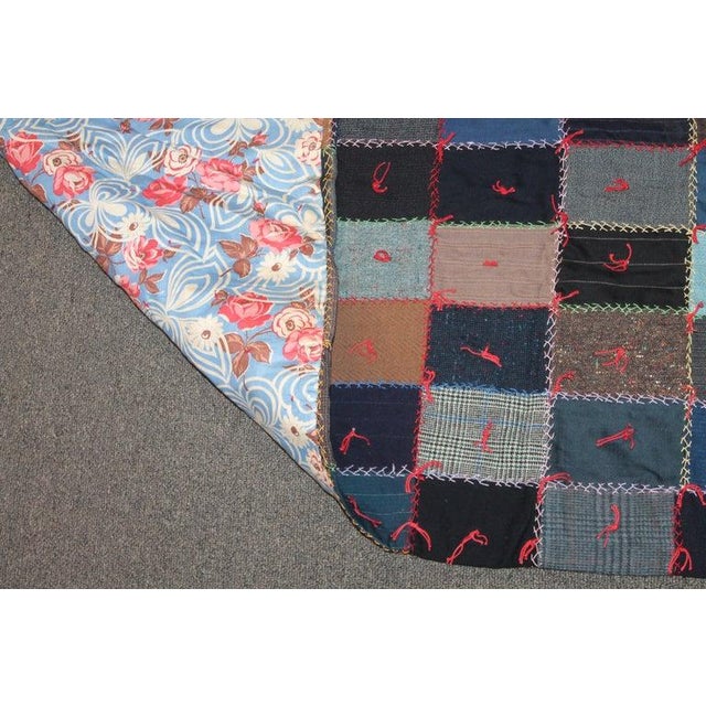 Textile 19th Century Wool One Patch Crazy Quilt For Sale - Image 7 of 7