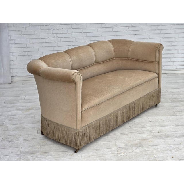 Wood Danish 2-Seater Sofa in Velour with Teak Legs, 1950s For Sale - Image 7 of 18