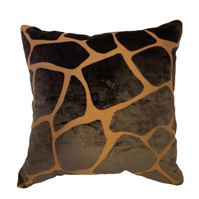 Barclay Butera "Safariya" Velvet Giraffe Pattern Throw Pillow For Sale - Image 4 of 4