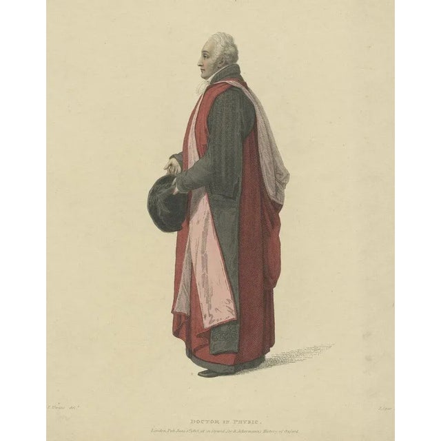Antique print titled 'Doctor in Physic'. Portrait of Sir Christopher Pegge, in Convocation dress, made after a drawing by...