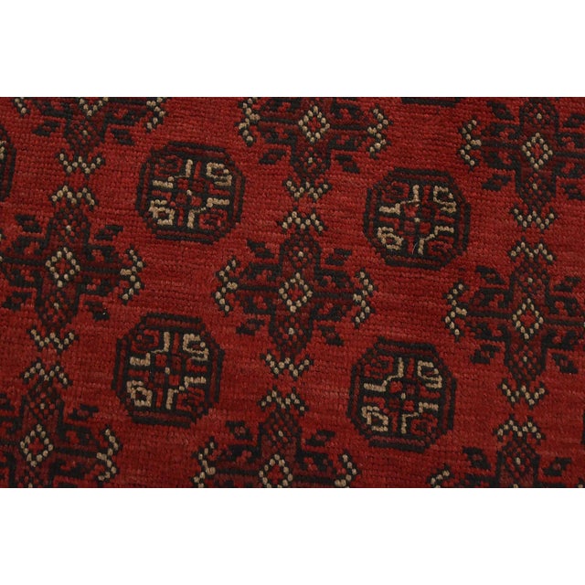 Turkmen Rug 9’9” X 12’7” Red Wool Vintage Tribal Hand-Knotted Oriental Carpet For Sale - Image 4 of 14
