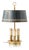 French Empire Brass Three-Light Bouillotte Lamp with Gilt Laurel Tôle Shade For Sale