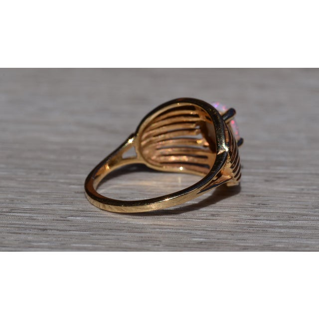 The Braselton: Ladies Vintage 14K Yellow Gold Australian Opal Cocktail Ring For Sale In Philadelphia - Image 6 of 10