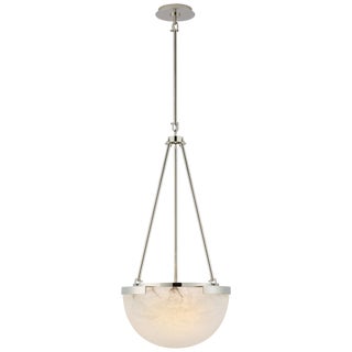 Kelly Wearstler for Visual Comfort Signature Melange Small Pendant in Polished Nickel with Alabaster For Sale