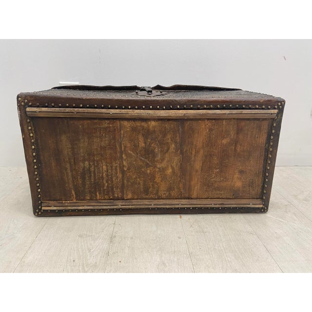 18th Century Leather Dome Top Trunk For Sale In West Palm - Image 6 of 9