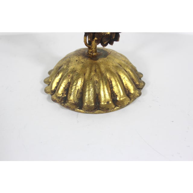 Metal Vintage Gilded Gilt Gold Metal Candelabra Baroque Italian or Hollywood Regency For Sale - Image 7 of 18