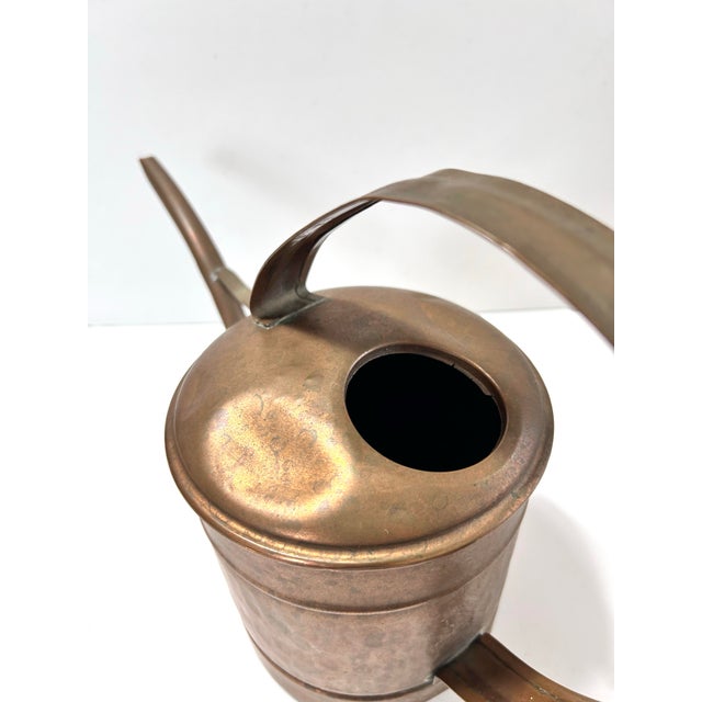 Copper Vintage Copper Watering Can With Long Spout – Large Garden Vessel For Sale - Image 8 of 12
