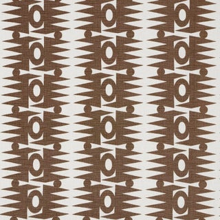 Schumacher x Drusus Tabor Ra Fabric in Brown For Sale